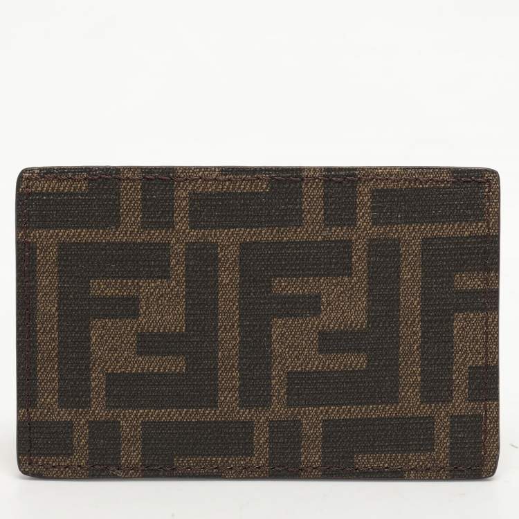 Pre Owned Fendi Black Coated Canvas and Leather Card Holder