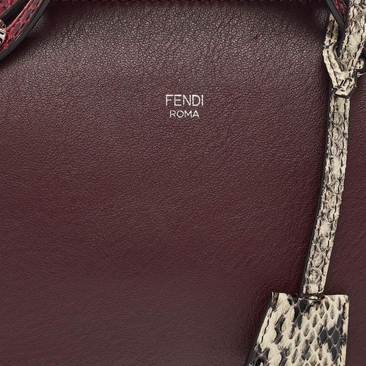 Pre Owned Fendi Burgundy Snakeskin and Leather Medium By The Way Shoulder Bag