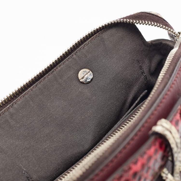 Pre Owned Fendi Burgundy Snakeskin and Leather Medium By The Way Shoulder Bag