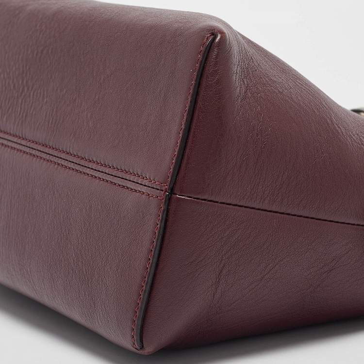 Pre Owned Fendi Burgundy Snakeskin and Leather Medium By The Way Shoulder Bag