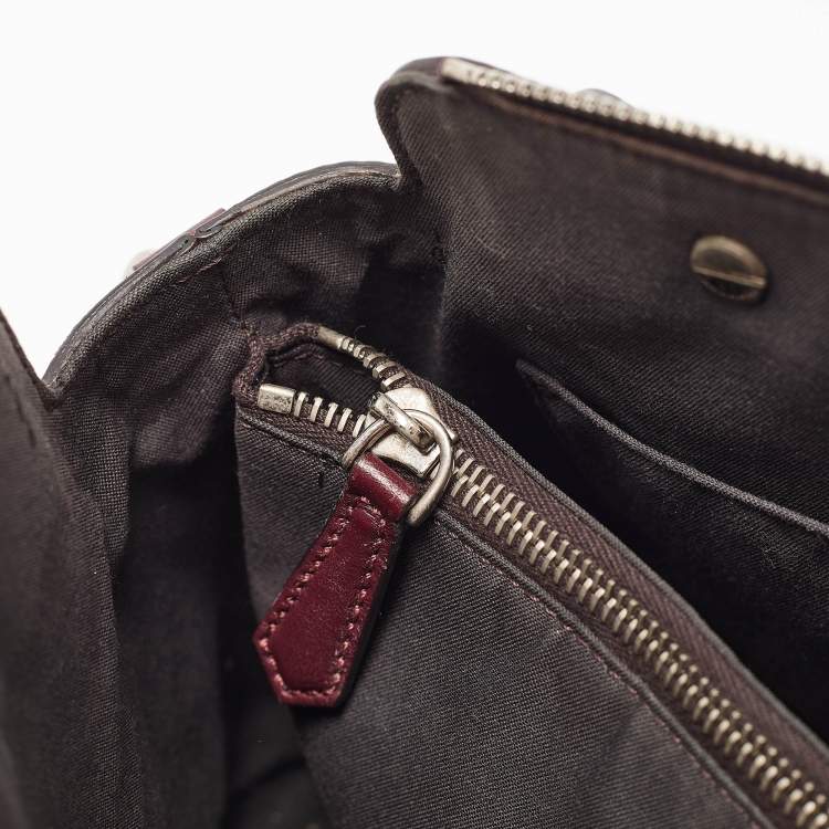 Pre Owned Fendi Burgundy Snakeskin and Leather Medium By The Way Shoulder Bag