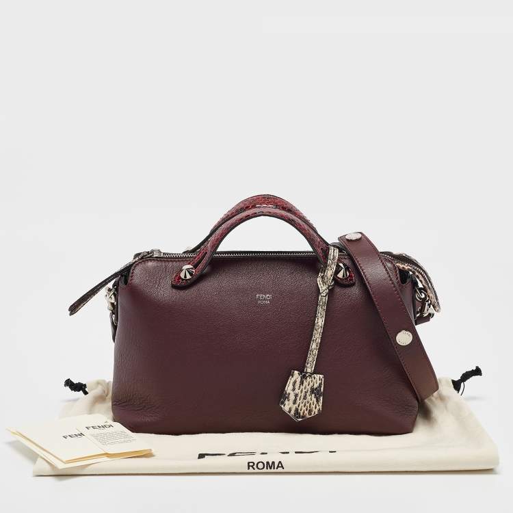 Pre Owned Fendi Burgundy Snakeskin and Leather Medium By The Way Shoulder Bag