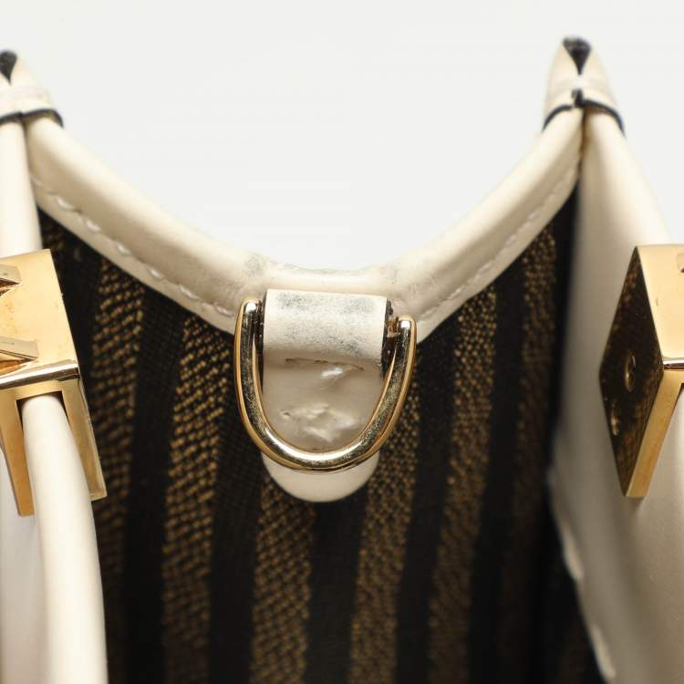 Pre Owned Fendi Cream Leather Mini Sunshine Tote
