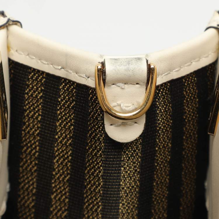 Pre Owned Fendi Cream Leather Mini Sunshine Tote