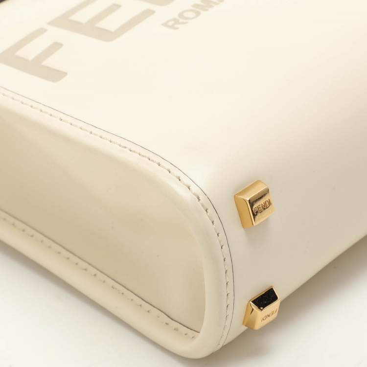 Pre Owned Fendi Cream Leather Mini Sunshine Tote