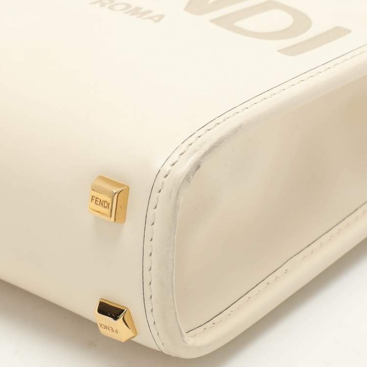 Pre Owned Fendi Cream Leather Mini Sunshine Tote