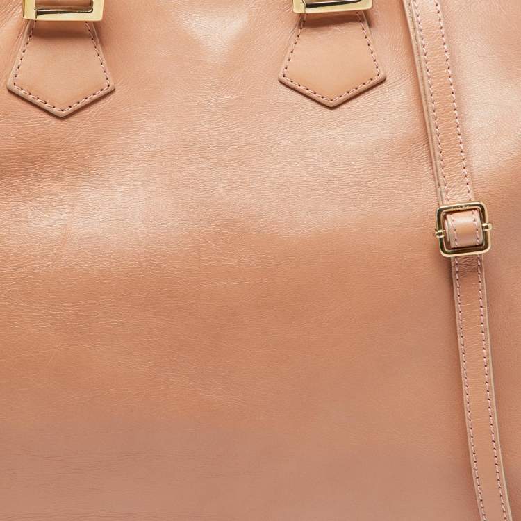 Pre Owned Fendi Peach Leather Twins Shopper Tote