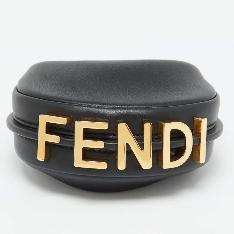 Pre Owned Fendi Black Leather Nano Fendigraphy Hobo