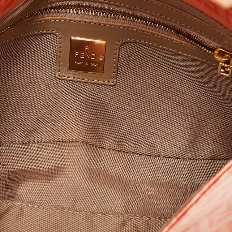 Pre Owned Fendi Orange Zucchino Coated Canvas and Leather Baguette Bag