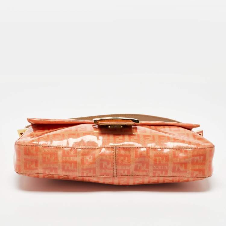 Pre Owned Fendi Orange Zucchino Coated Canvas and Leather Baguette Bag