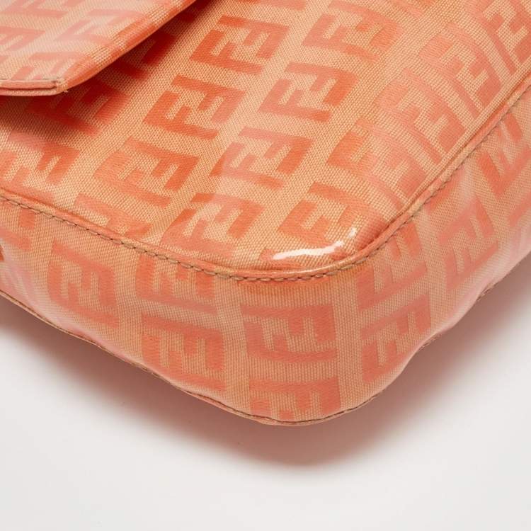 Pre Owned Fendi Orange Zucchino Coated Canvas and Leather Baguette Bag