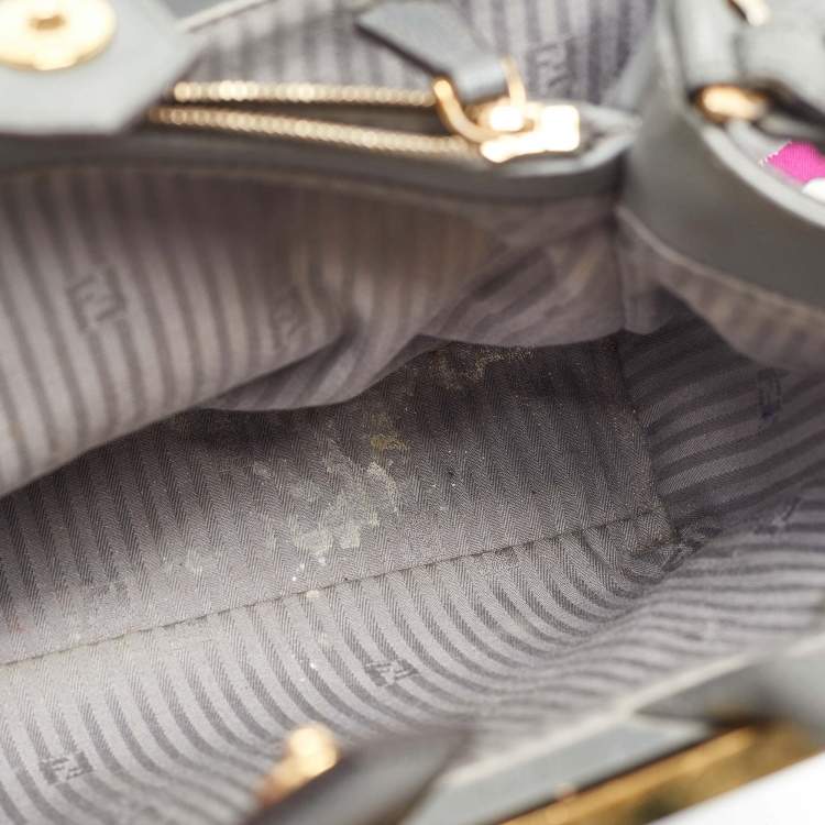 Pre Owned Fendi Grey Leather Mini 2Jours Tote