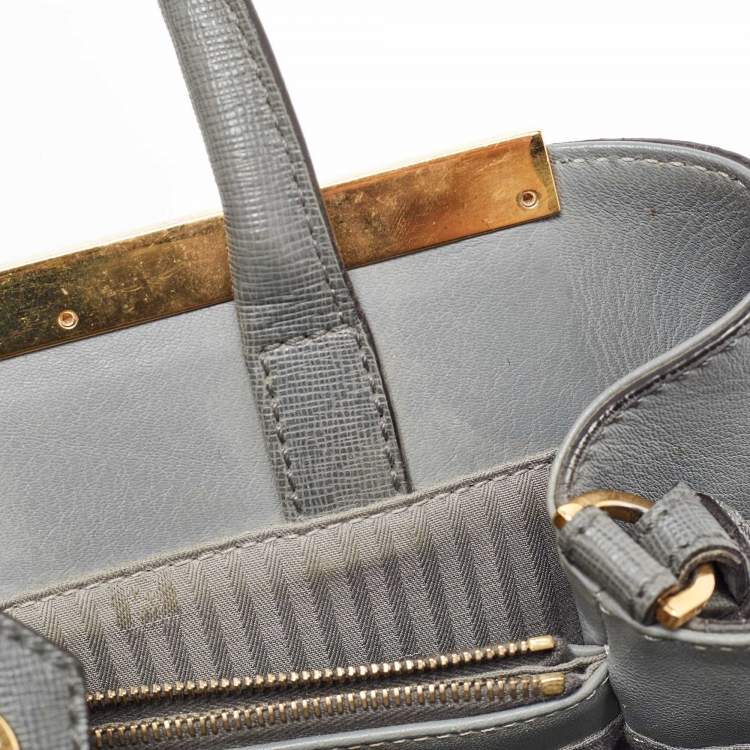 Pre Owned Fendi Grey Leather Mini 2Jours Tote