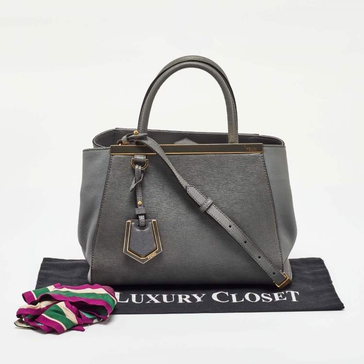 Pre Owned Fendi Grey Leather Mini 2Jours Tote