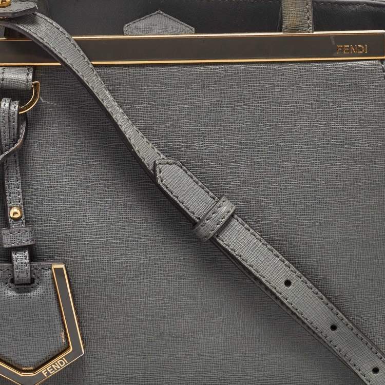 Pre Owned Fendi Grey Leather Mini 2Jours Tote