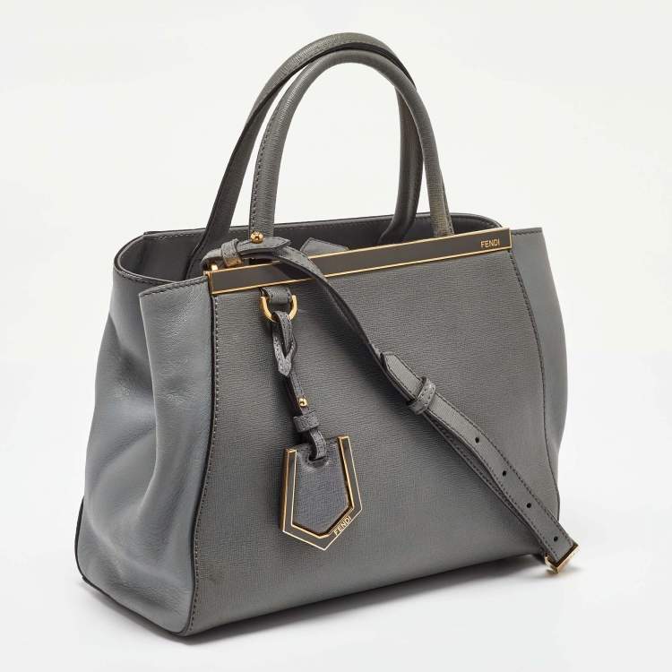 Pre Owned Fendi Grey Leather Mini 2Jours Tote