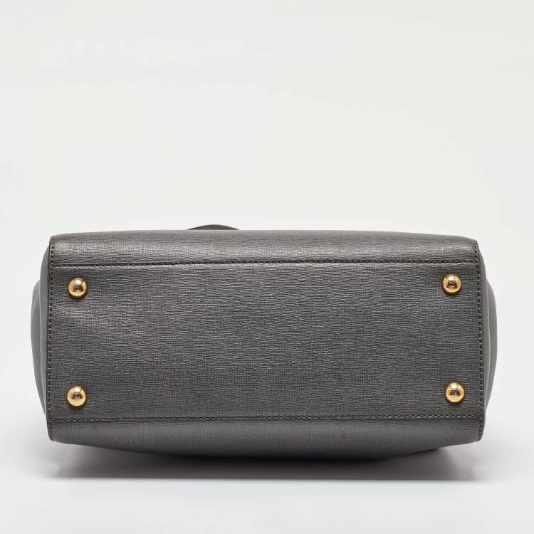 Pre Owned Fendi Grey Leather Mini 2Jours Tote