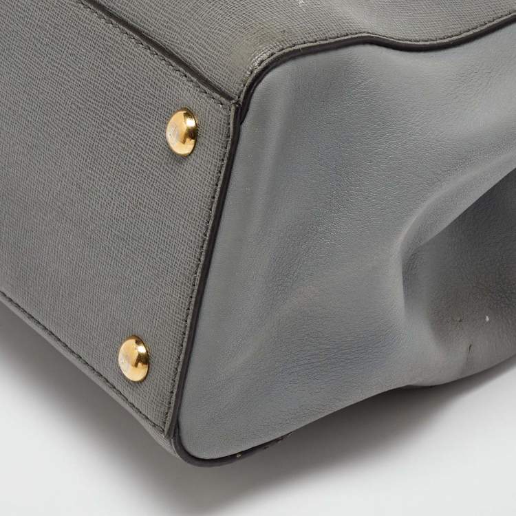 Pre Owned Fendi Grey Leather Mini 2Jours Tote