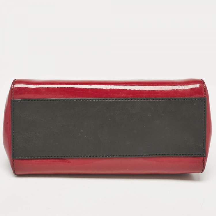 Pre Owned Fendi Ombre Grey/Pink Patent Leather and Suede Mini Peekaboo Top Handle Bag
