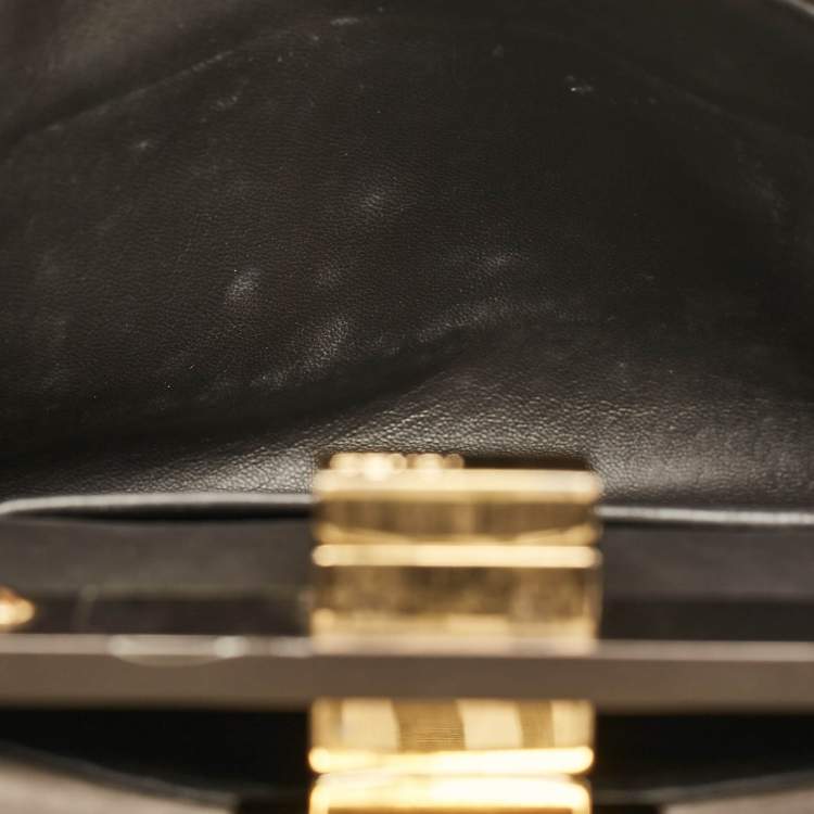 Pre Owned Fendi Ombre Grey/Pink Patent Leather and Suede Mini Peekaboo Top Handle Bag