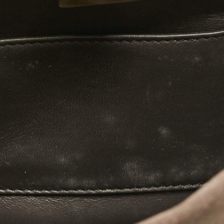 Pre Owned Fendi Ombre Grey/Pink Patent Leather and Suede Mini Peekaboo Top Handle Bag
