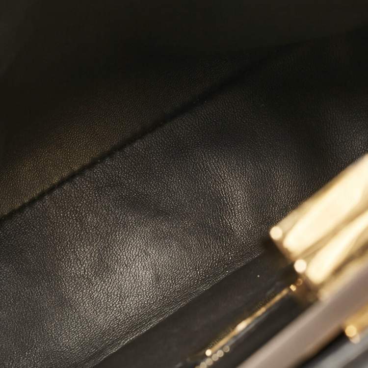 Pre Owned Fendi Ombre Grey/Pink Patent Leather and Suede Mini Peekaboo Top Handle Bag