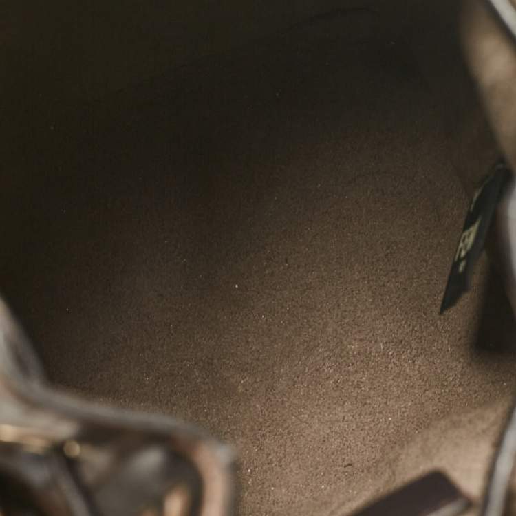 Pre Owned Fendi Brown/Black Zucca Leather Mini Mon Tresor Drawstring Bucket Bag