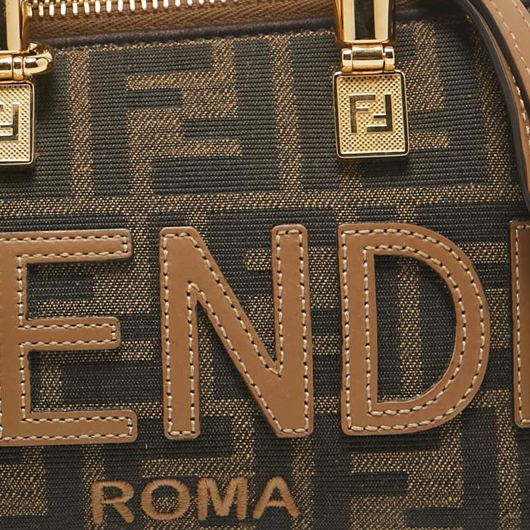 Pre Owned Fendi Brown Zucca Canvas and Leather Mini By The Way Bag