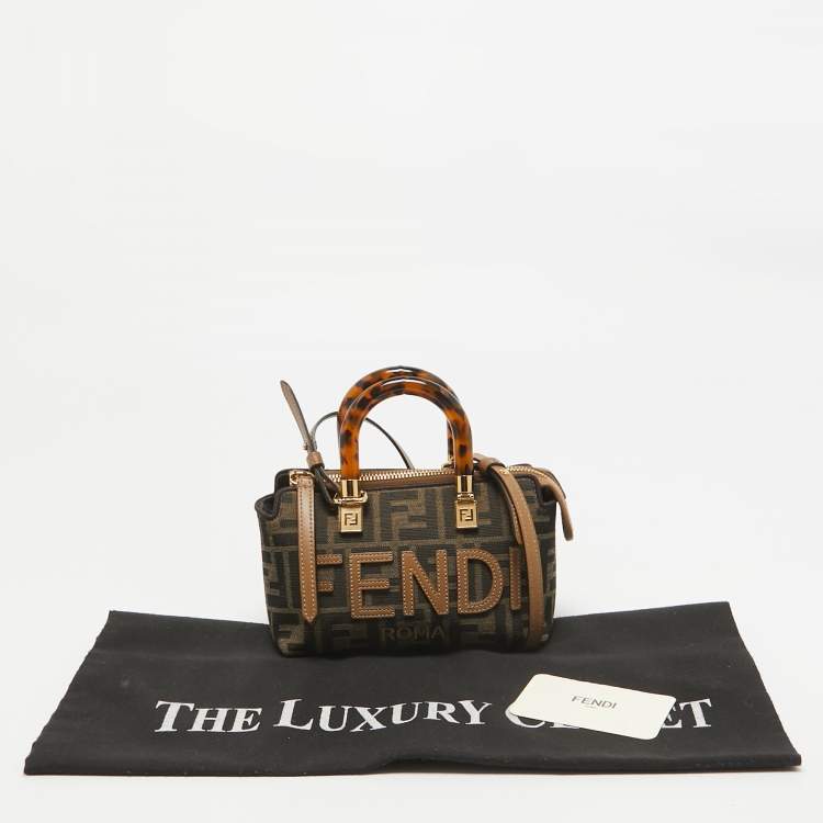 Pre Owned Fendi Brown Zucca Canvas and Leather Mini By The Way Bag
