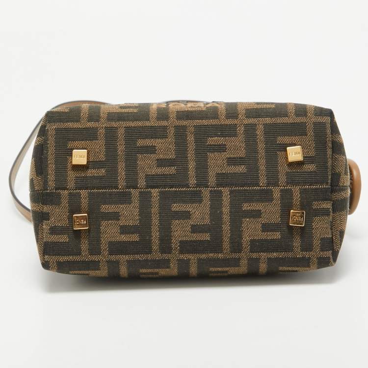 Pre Owned Fendi Brown Zucca Canvas and Leather Mini By The Way Bag