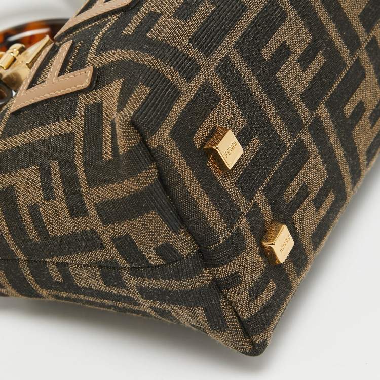 Pre Owned Fendi Brown Zucca Canvas and Leather Mini By The Way Bag