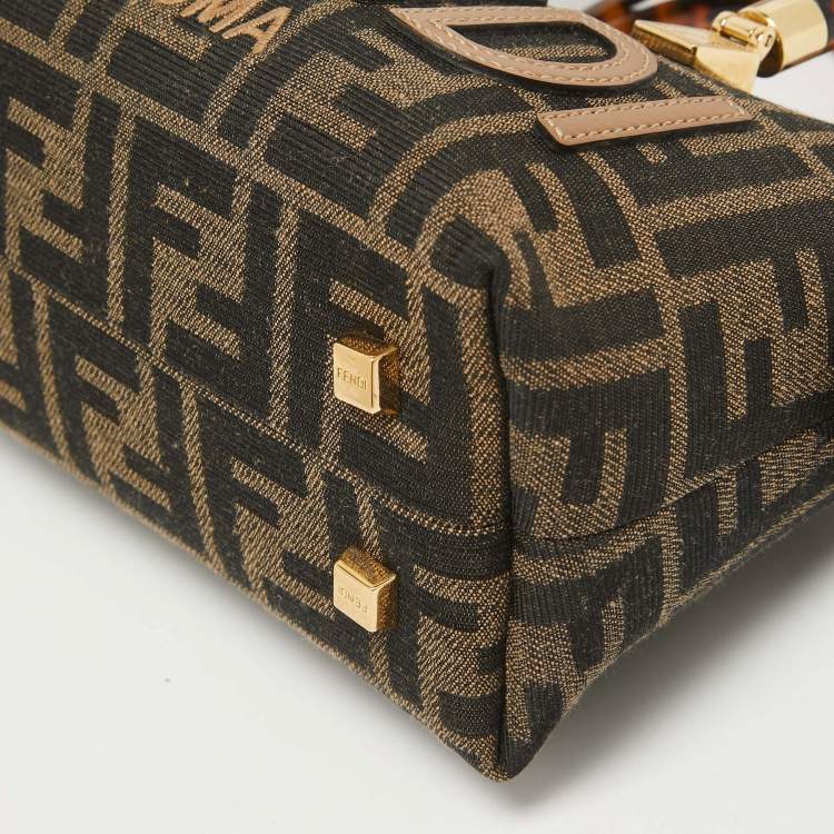 Pre Owned Fendi Brown Zucca Canvas and Leather Mini By The Way Bag