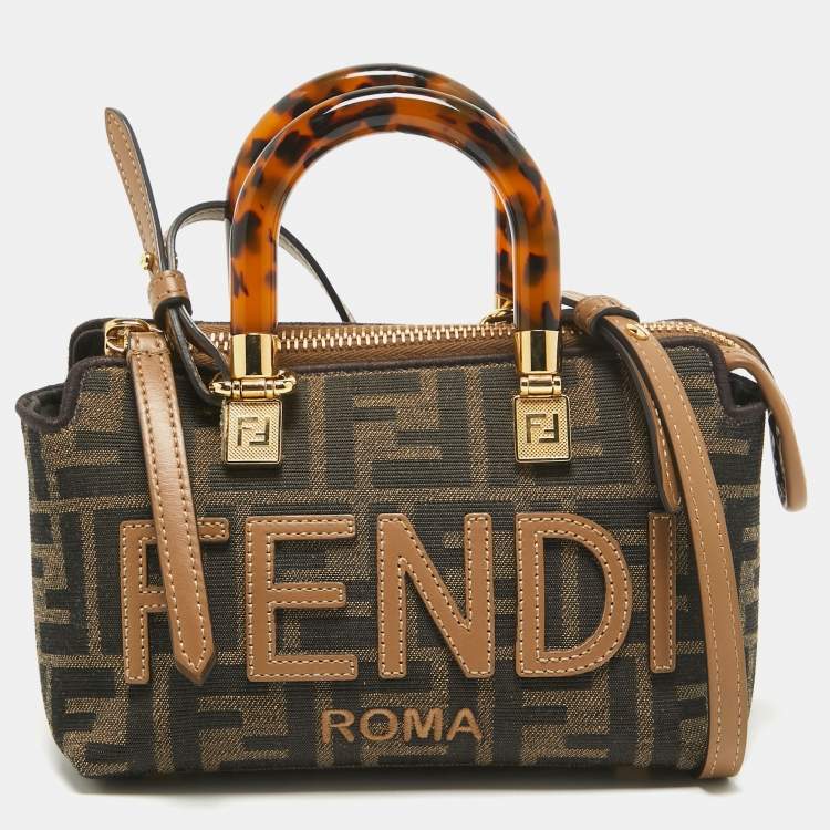 Pre Owned Fendi Brown Zucca Canvas and Leather Mini By The Way Bag