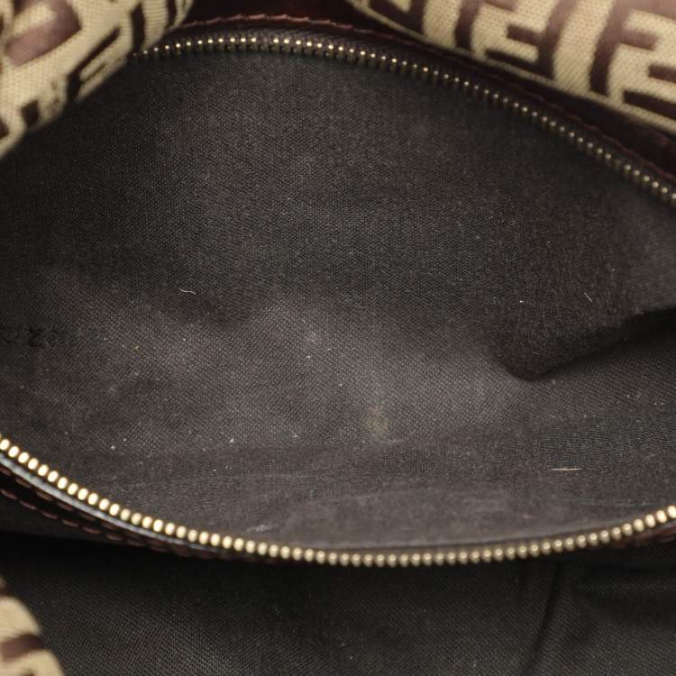 Pre Owned Fendi Beige/Brown FF Zucca Canvas Forever Baguette Shoulder Bag