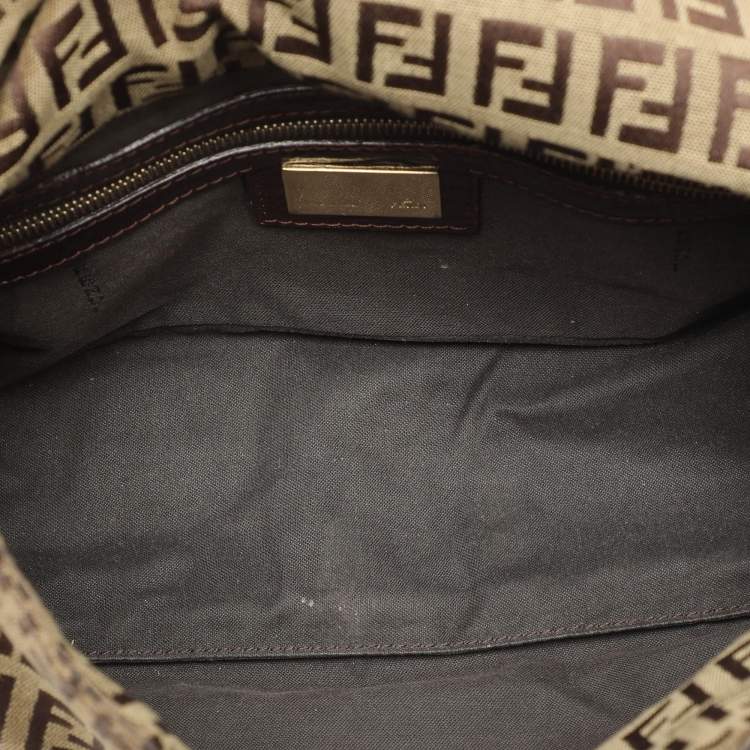 Pre Owned Fendi Beige/Brown FF Zucca Canvas Forever Baguette Shoulder Bag
