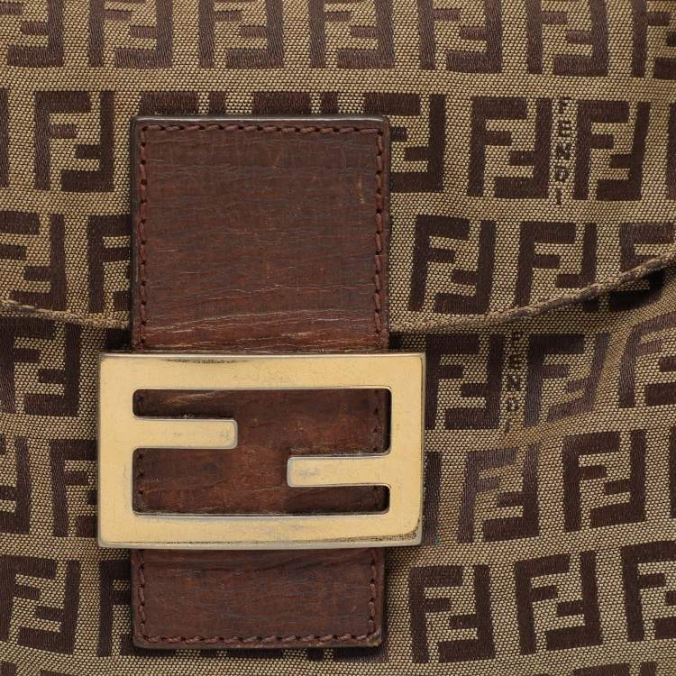 Pre Owned Fendi Beige/Brown FF Zucca Canvas Forever Baguette Shoulder Bag