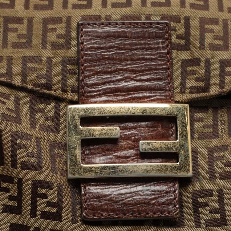 Pre Owned Fendi Beige/Brown FF Zucca Canvas Forever Baguette Shoulder Bag