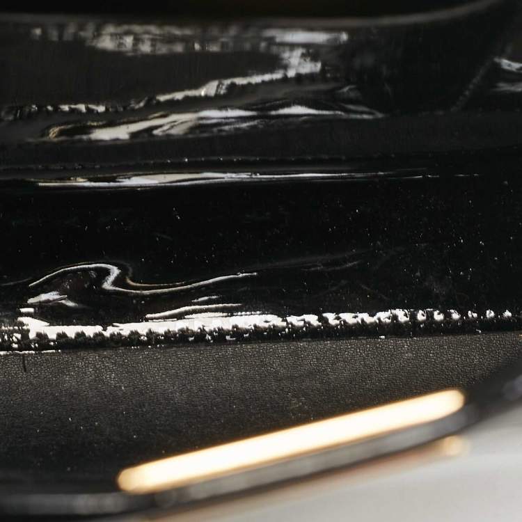 Pre Owned Fendi Black Patent Leather Mini Peekaboo Defender Top Handle Bag