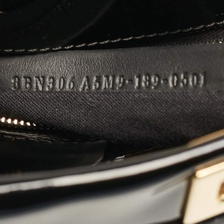 Pre Owned Fendi Black Patent Leather Mini Peekaboo Defender Top Handle Bag