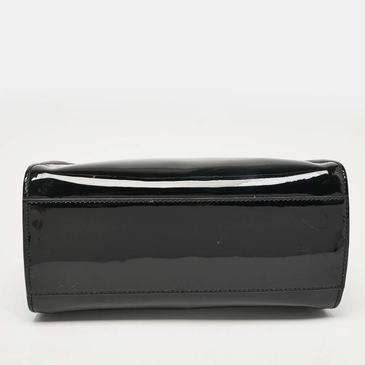 Pre Owned Fendi Black Patent Leather Mini Peekaboo Defender Top Handle Bag