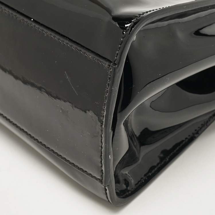 Pre Owned Fendi Black Patent Leather Mini Peekaboo Defender Top Handle Bag