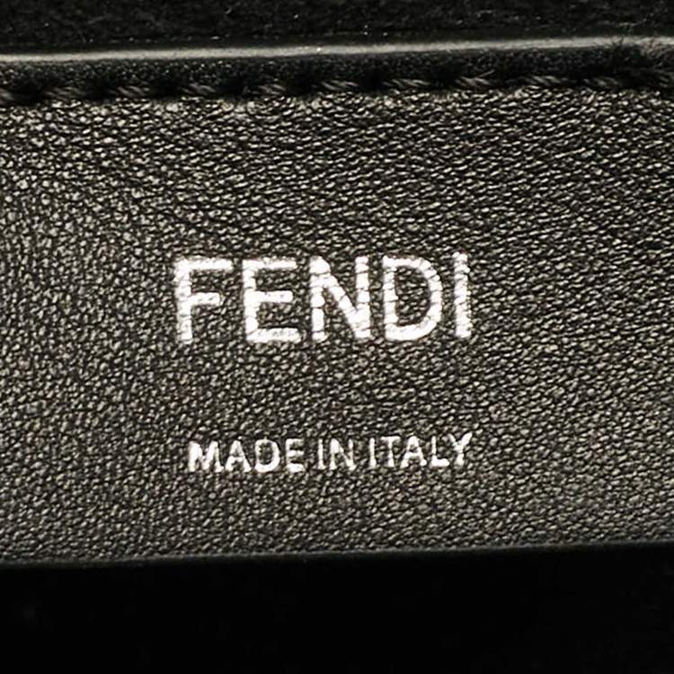 Pre Owned Fendi White/Black Zucca Velvet and Leather Kan I F Logo Top Handle Bag