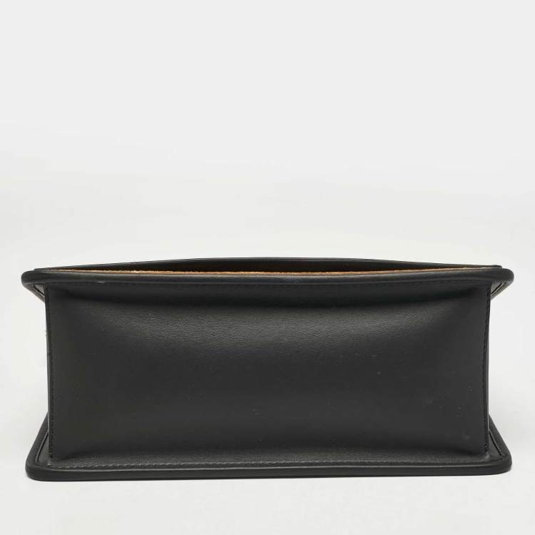 Pre Owned Fendi Black/Brown Zucca Leather and Velvet Kan I F Logo Top Handle Bag