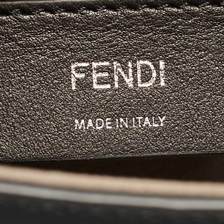 Pre Owned Fendi Black/Brown Zucca Leather and Velvet Kan I F Logo Top Handle Bag