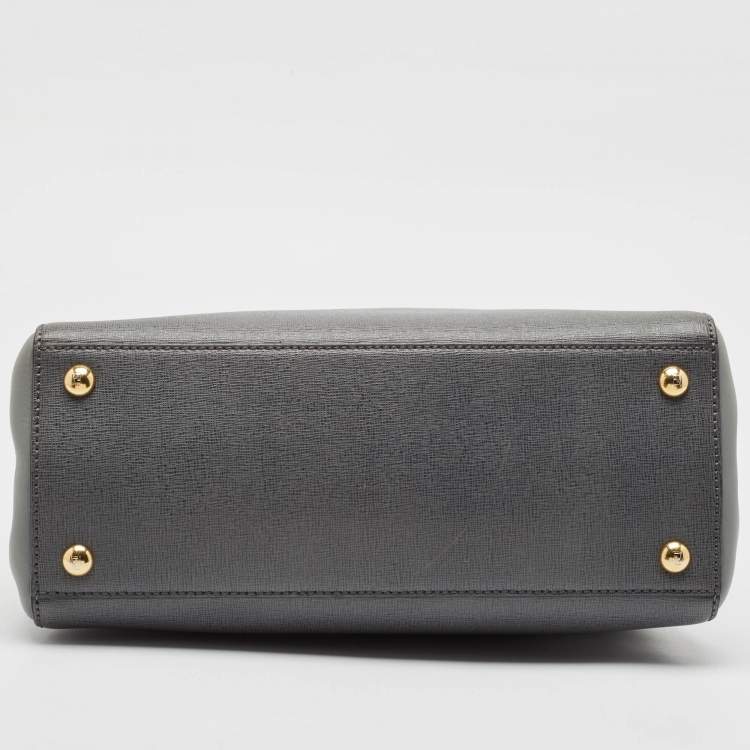Pre Owned Fendi Grey Leather Mini 2Jours Tote