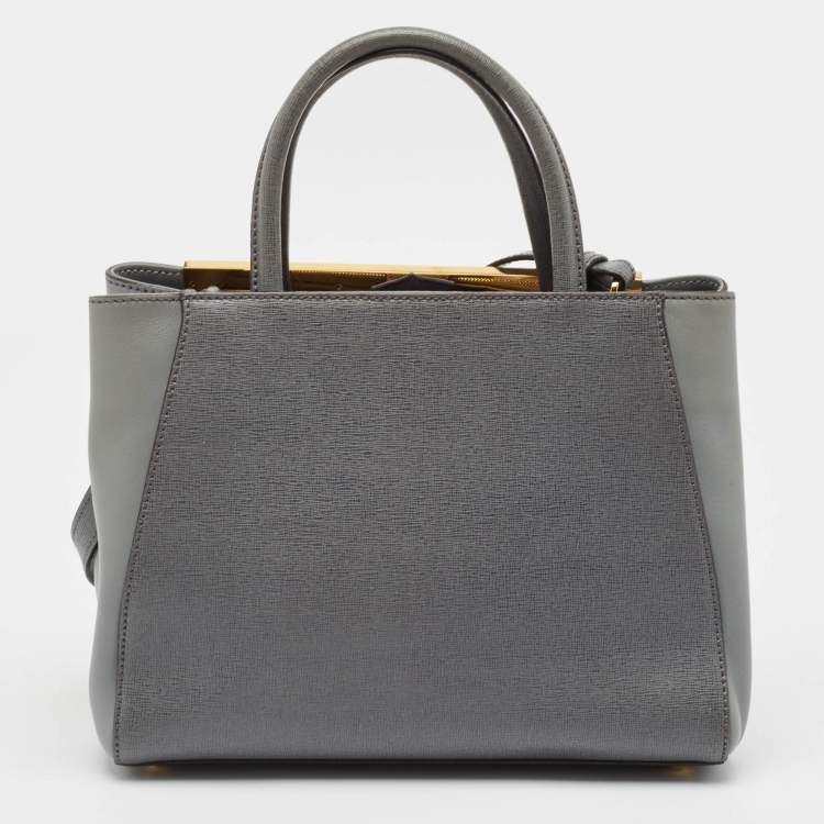 Pre Owned Fendi Grey Leather Mini 2Jours Tote