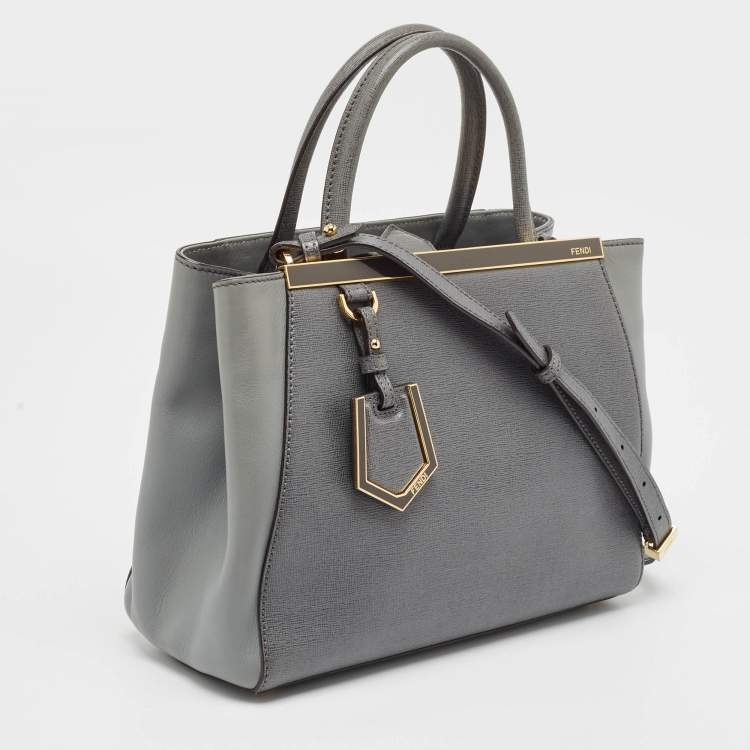 Pre Owned Fendi Grey Leather Mini 2Jours Tote