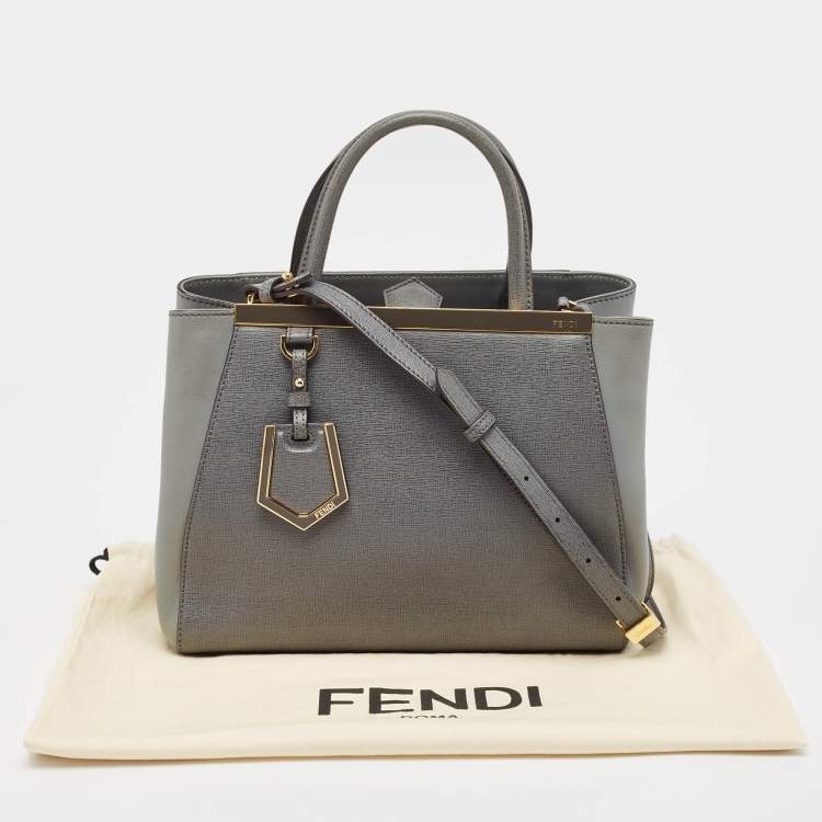 Pre Owned Fendi Grey Leather Mini 2Jours Tote