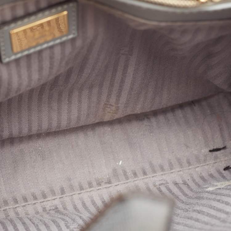 Pre Owned Fendi Grey Leather Mini 2Jours Tote