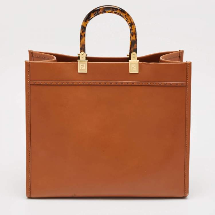 Pre Owned Fendi Brown Leather Medium Sunshine Tote